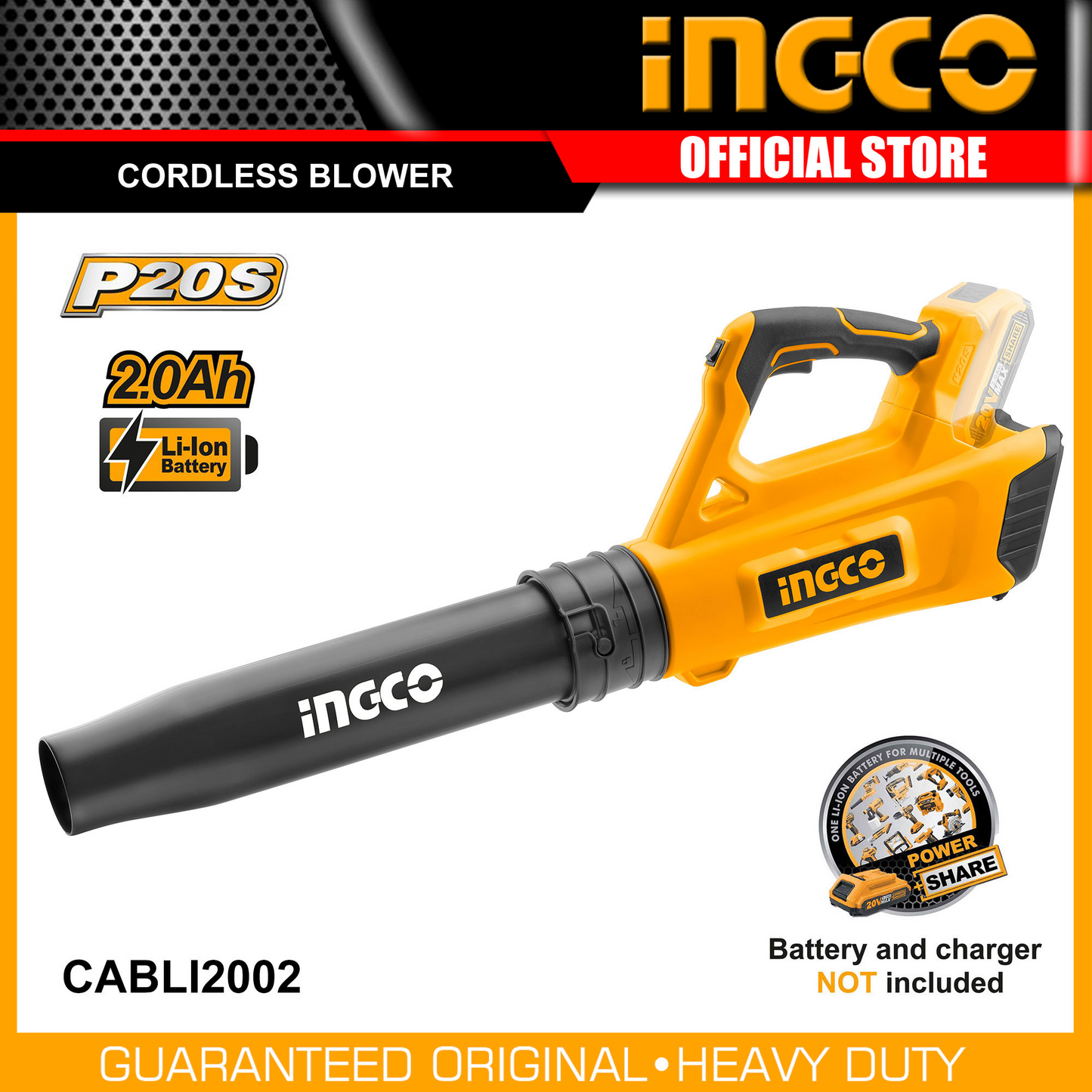 INGCO 20v Cordless Leaf Blower (WITHOUT Battery & Charger) CABLI2002