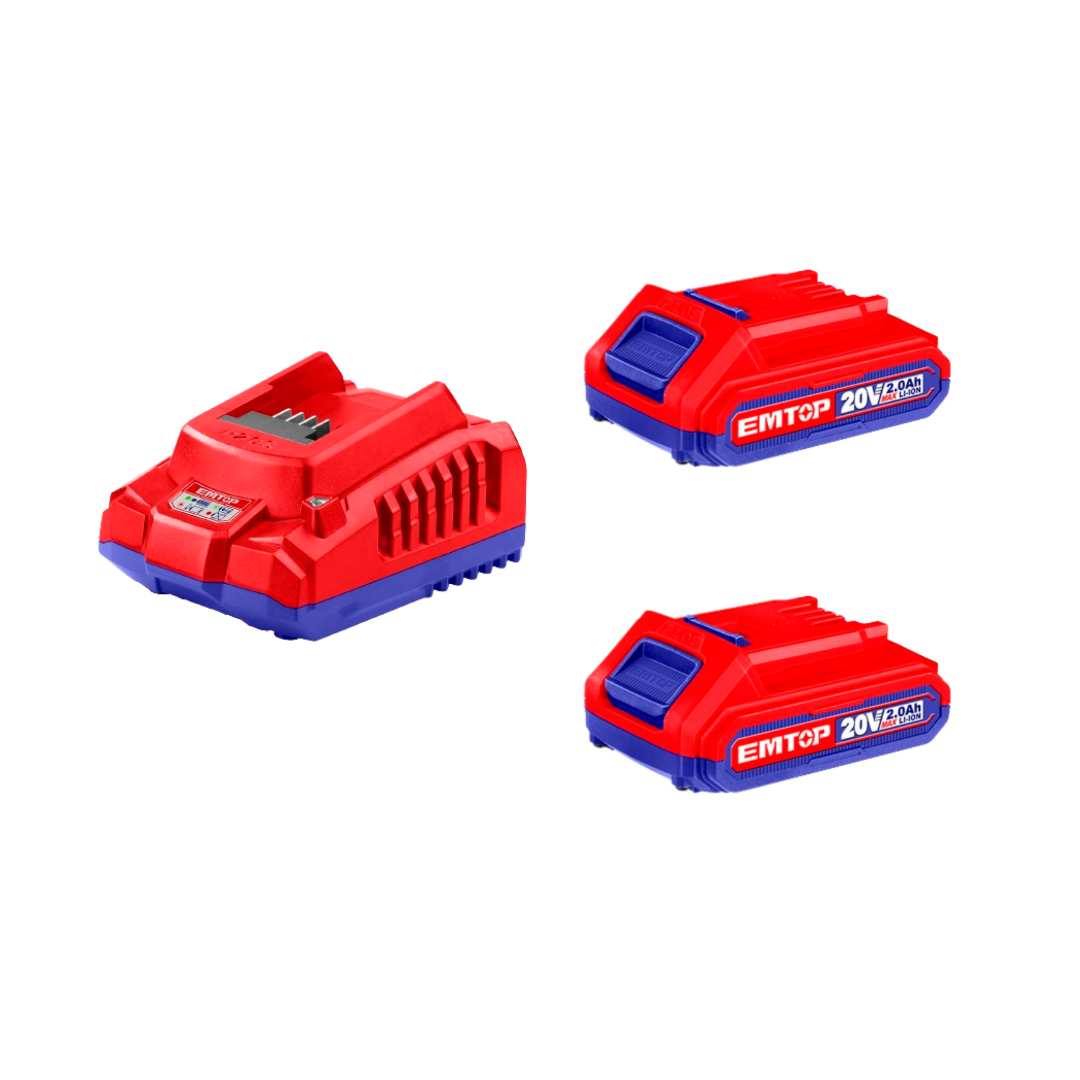 EMTOP 20V 2pc Batteries & Charger kit ELBCPK1222