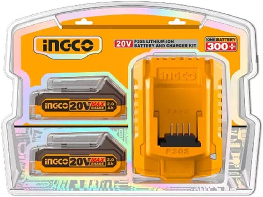 INGCO 20V P20S Lithium-Ion 2pcs battery and charger kit FBCPK1222