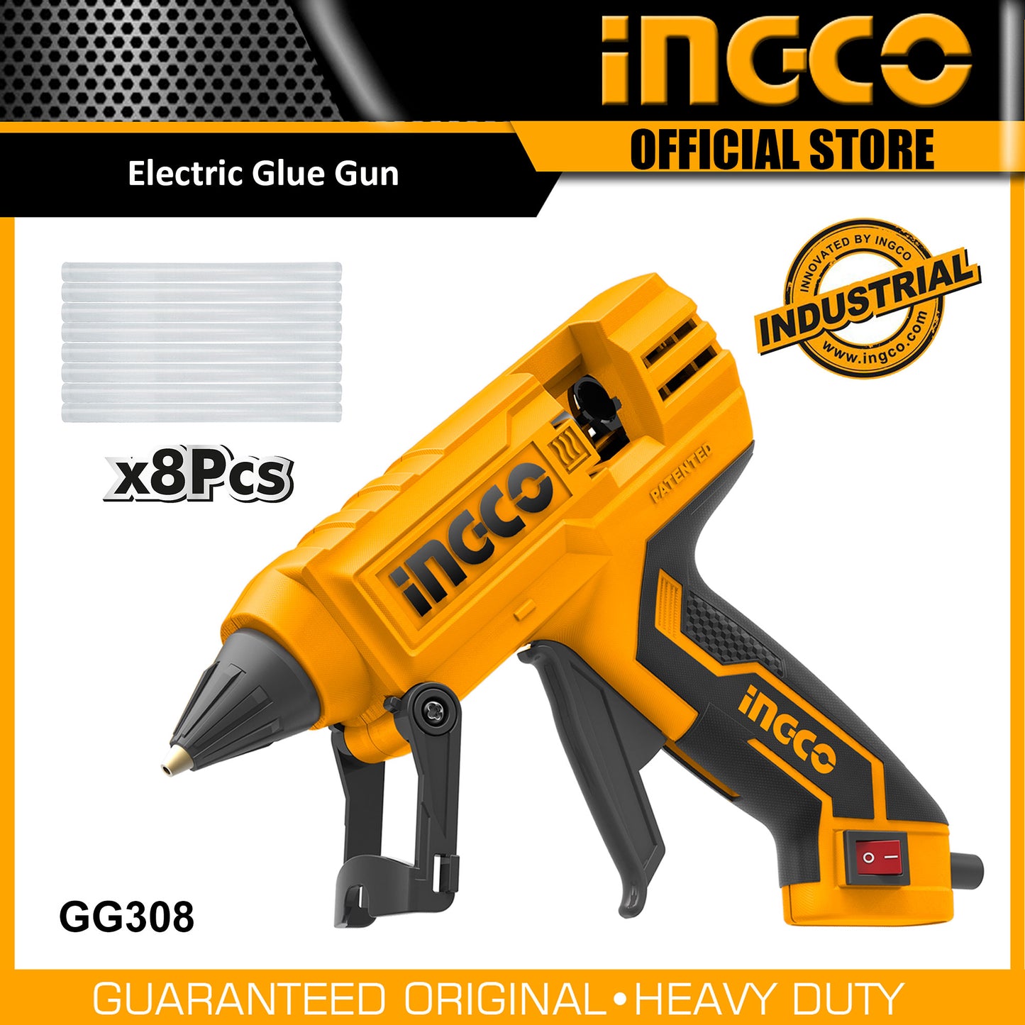 INGCO 220w Glue Gun (with 8pcs glue sticks) GG308