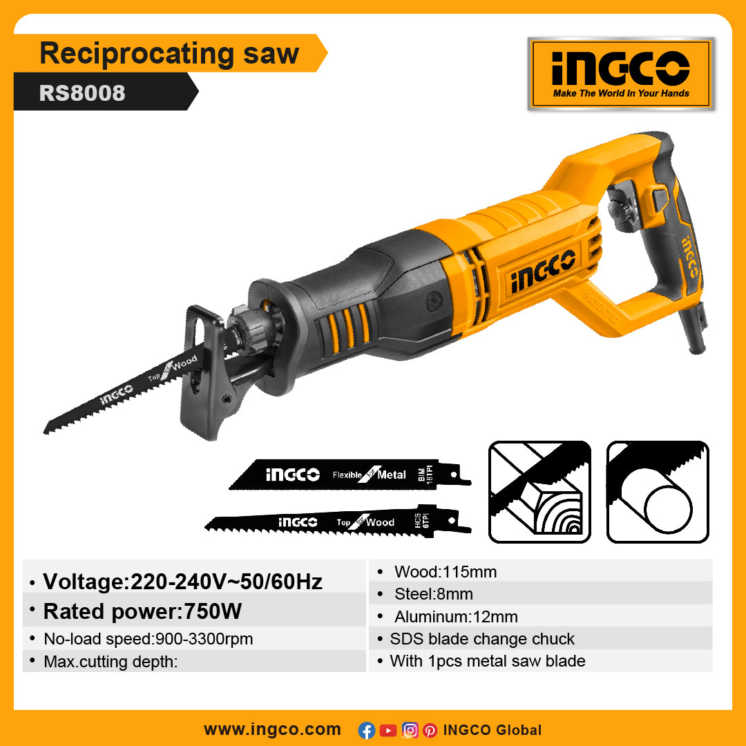 INGCO 800w Reciprocating Saw RS8008