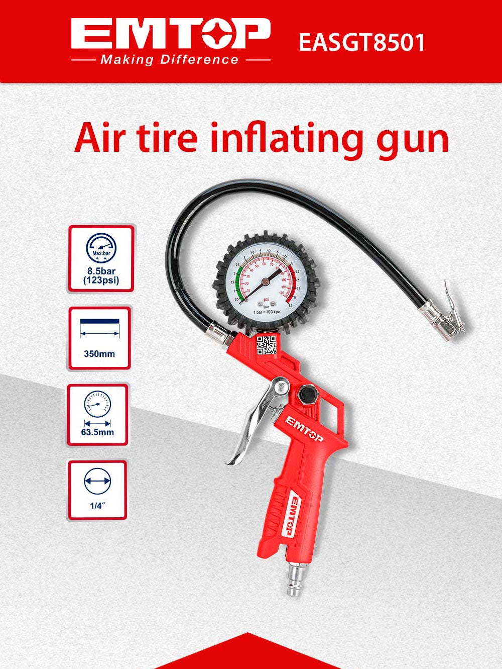 EMTOP Air tire inflating gun EASGT8501