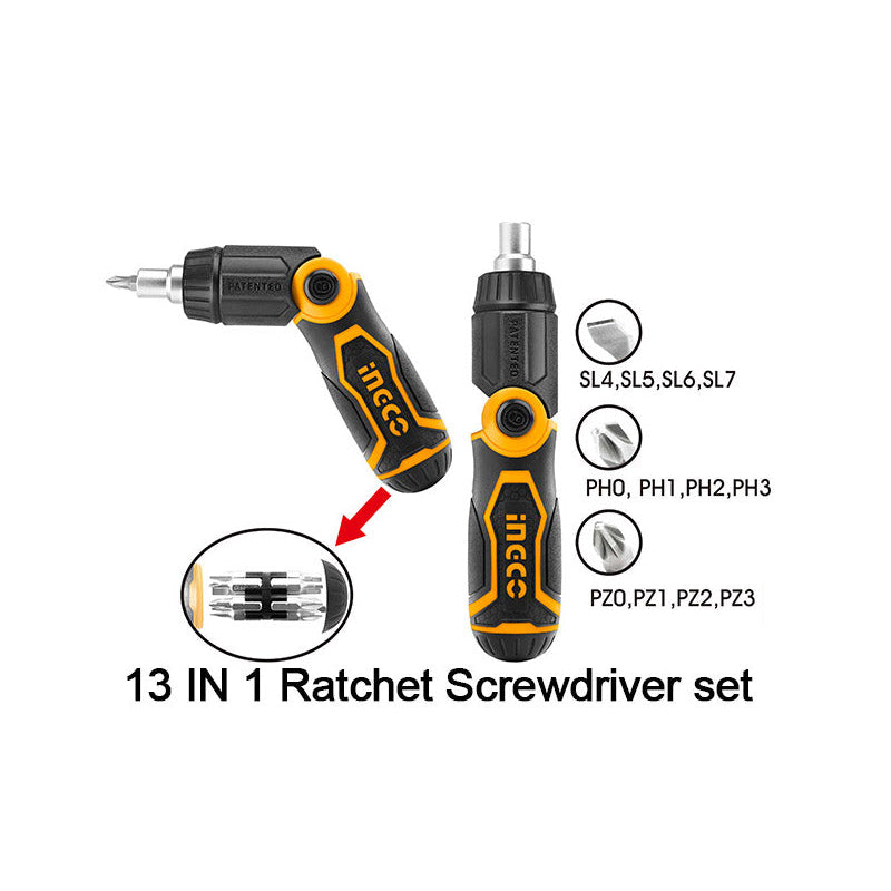 INGCO 13 in 1 Ratchet Screwdriver Set AKISD1208