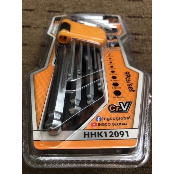 INGCO 9pcs Ball point Hex Key set HHK12091
