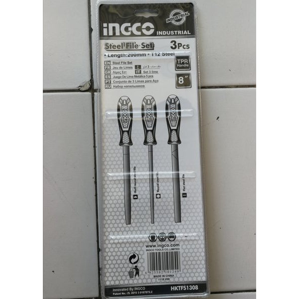 INGCO 3pcs Steel File Set 8" HKTFS1308