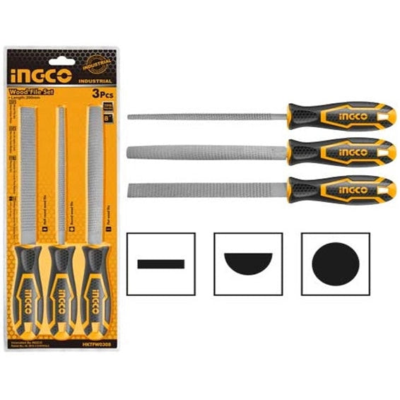 INGCO 3pcs Wood File Set 8" HKTFW0308