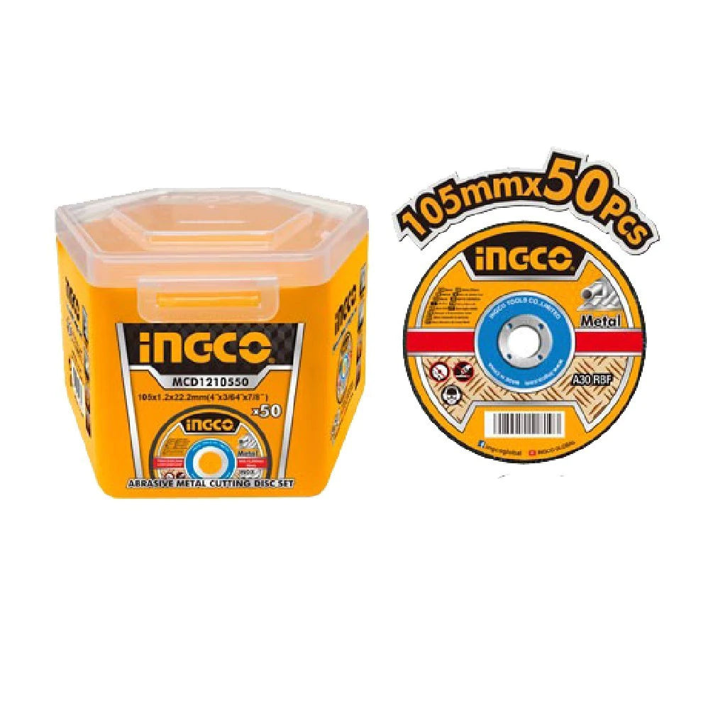 INGCO 50pcs Abrasive Metal Cutting Disc Set 4" MCD1210550
