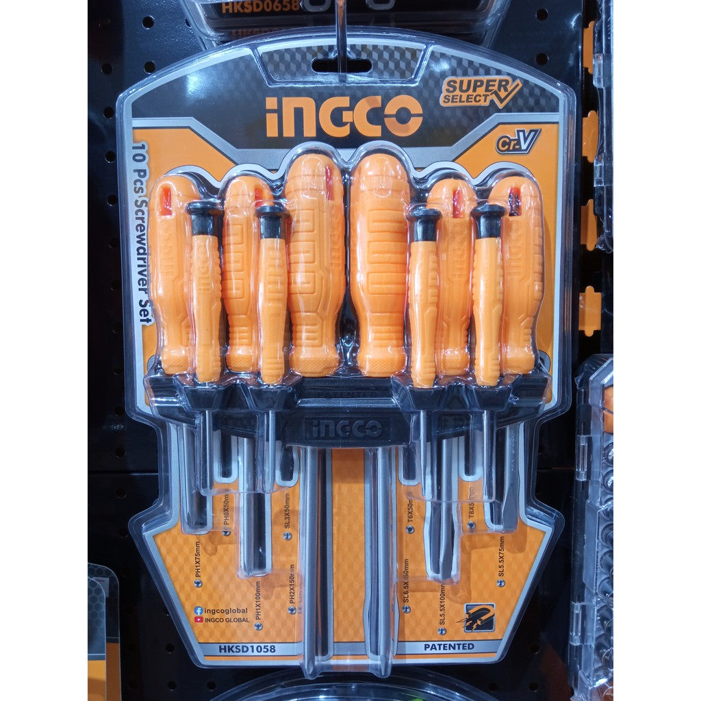 INGCO 10pcs Screwdriver and Precision Screwdriver Set HKSD1058