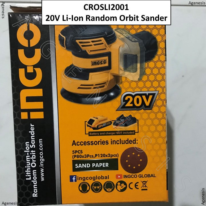 INGCO 20V Cordless Random Orbit Sander (WITHOUT Battery & Charger) CROSLI2001