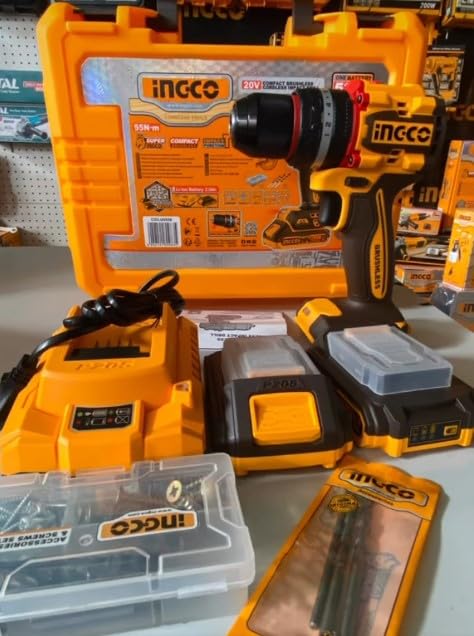INGCO 20V Compact Brushless Cordless Impact Drill (WITH 2pc Battery & Charger) CIDLI20558