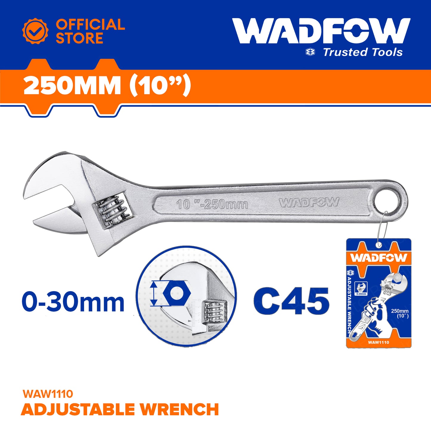 WADFOW 10" Adjustable Wrench WAW1110