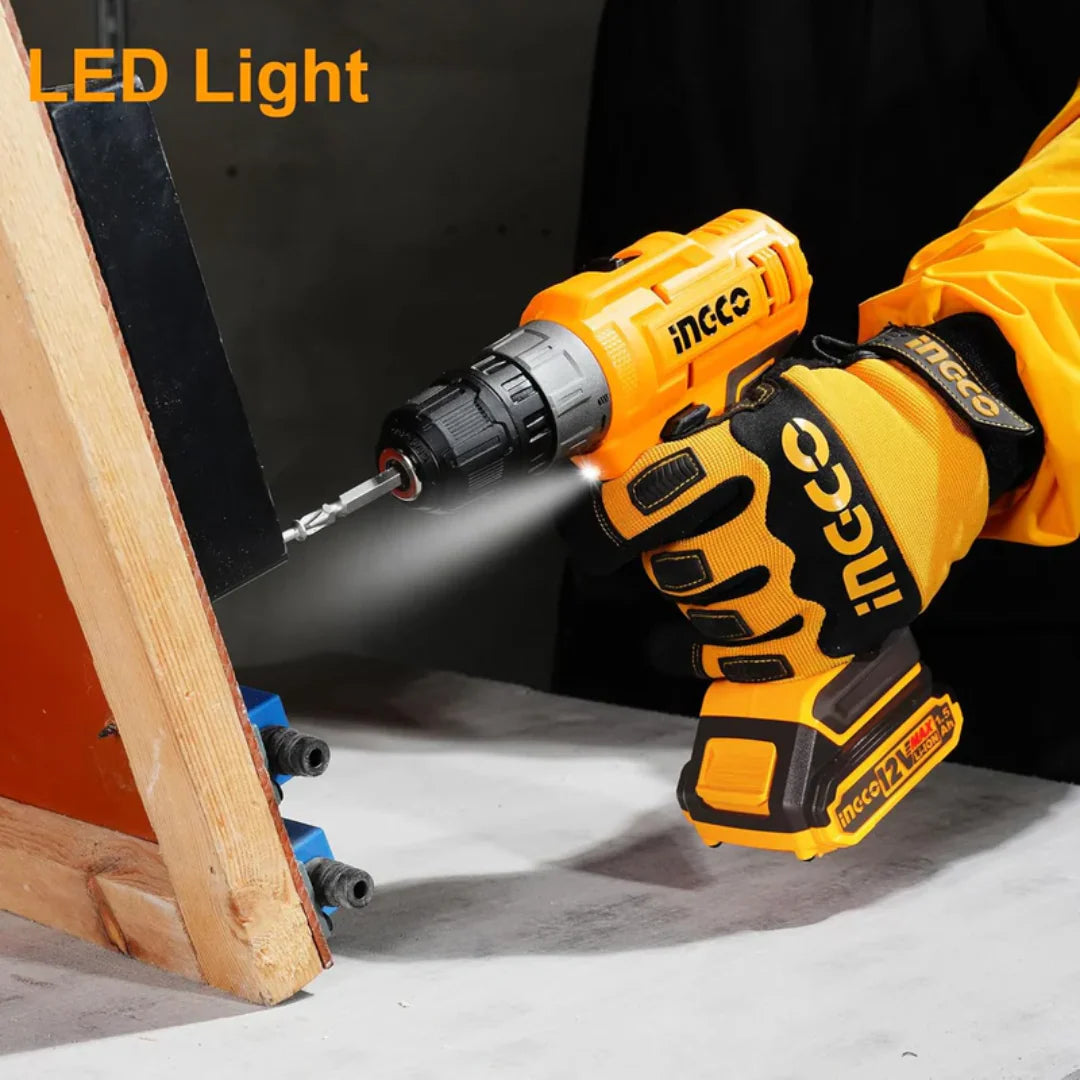 INGCO 12v Cordless Drill set (with 2pc batteries & charger) CDLI1228