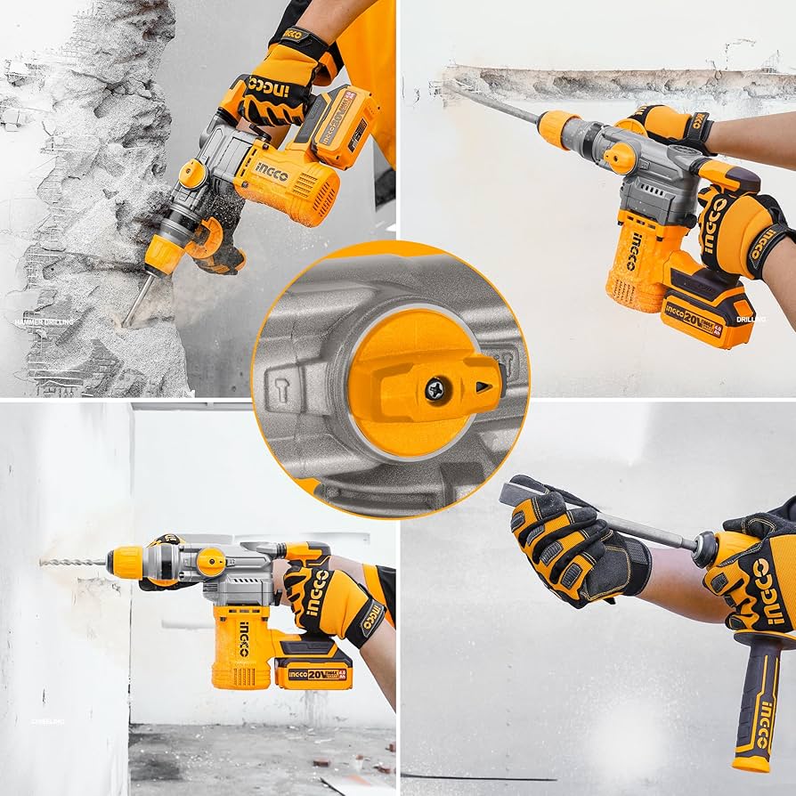 Battery Power Router Hammer INGCO 20V Cordless Rotary Hammer (With 2pc batteries & charger) CRHLI2 ...