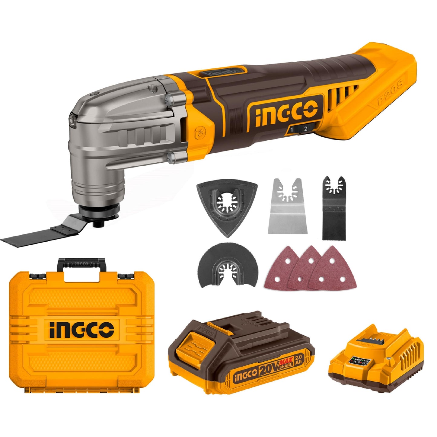 INGCO 20v Cordless Multi Tool (WITH Battery & Charger) CMLI20228