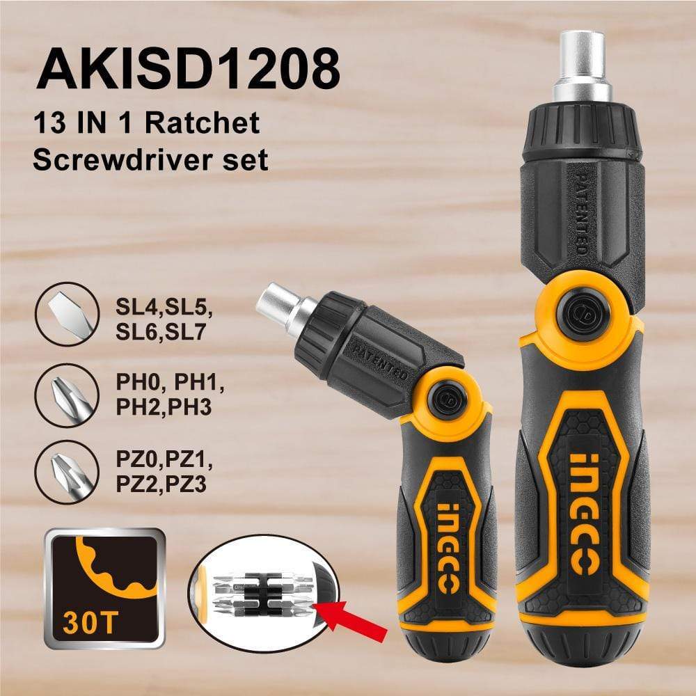 INGCO 13 in 1 Ratchet Screwdriver Set AKISD1208