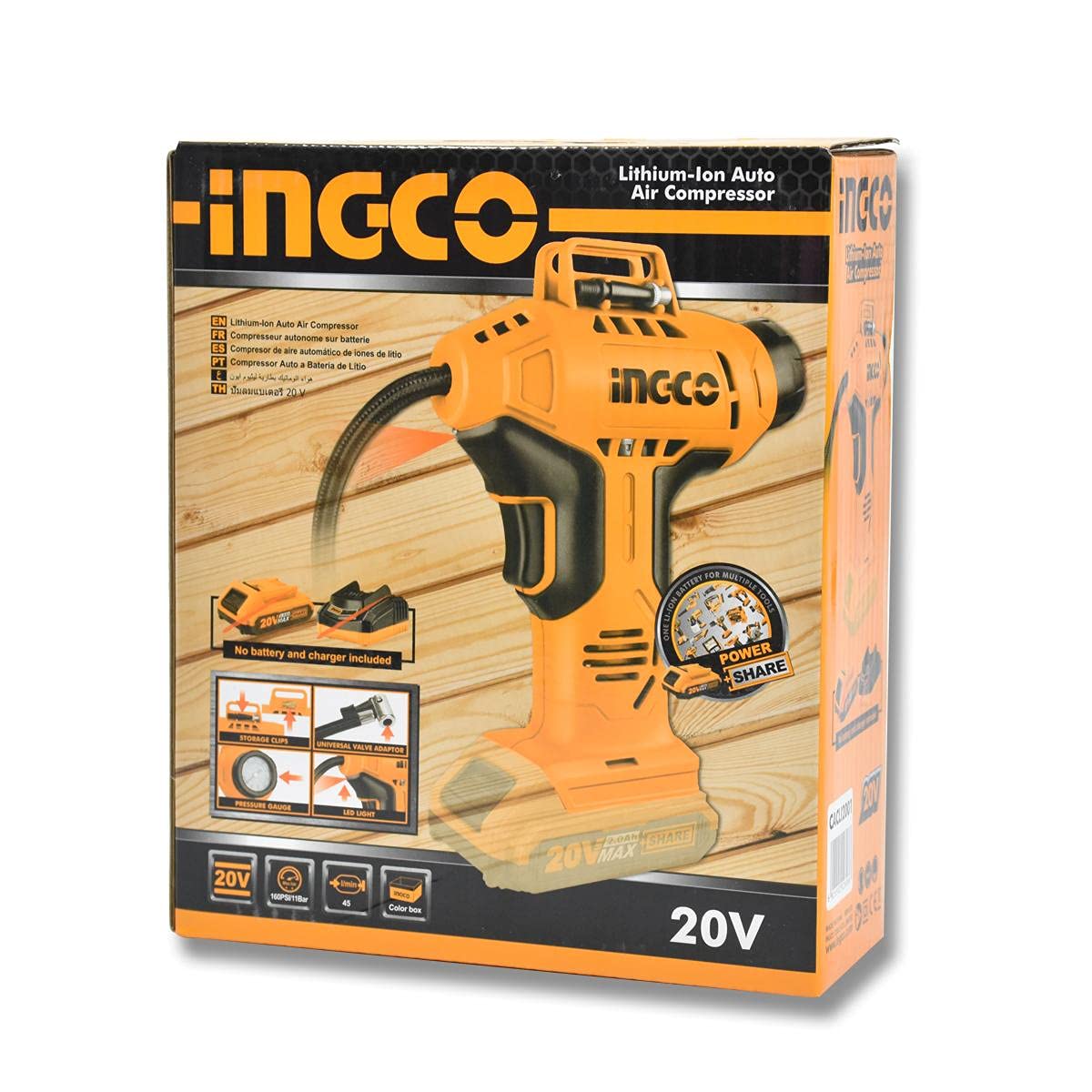 INGCO 20V Cordless Auto Air Compressor (WITHOUT Battery & Charger) CACLI2001