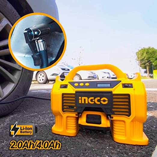 INGCO 20V Cordless Auto Air Compressor (WITH Battery & Charger) CACLI2002