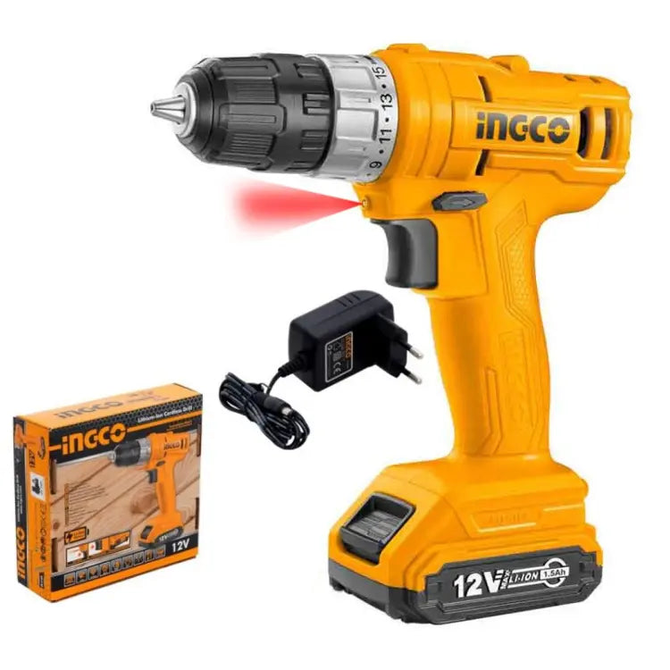 INGCO 12v Cordless Drill 10mm (Keyless Chuck) CDLI1211