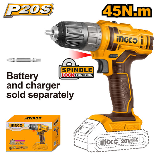 INGCO 20V Cordless Drill (WITHOUT Battery & Charger) CDLI200515