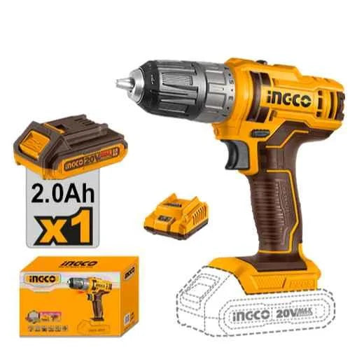 INGCO 20v Cordless Drill ( WITH Battery & charger) CDLI200518