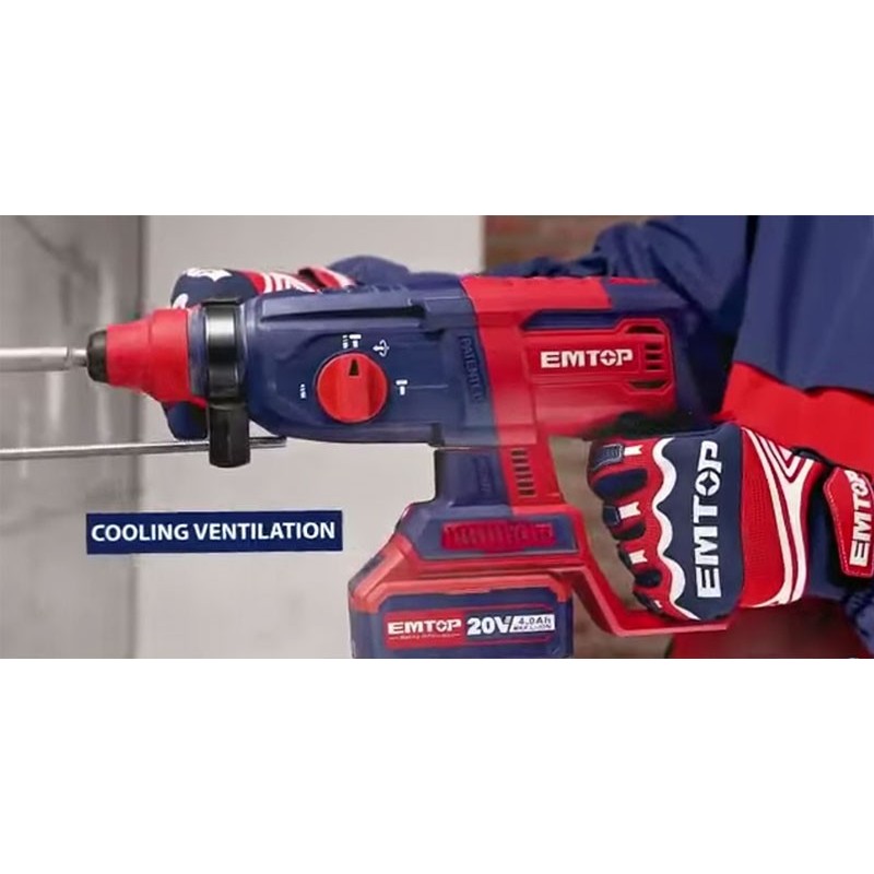 EMTOP 20V Cordless Rotary Hammer (WITHOUT Battery & Charger) ELRH20228