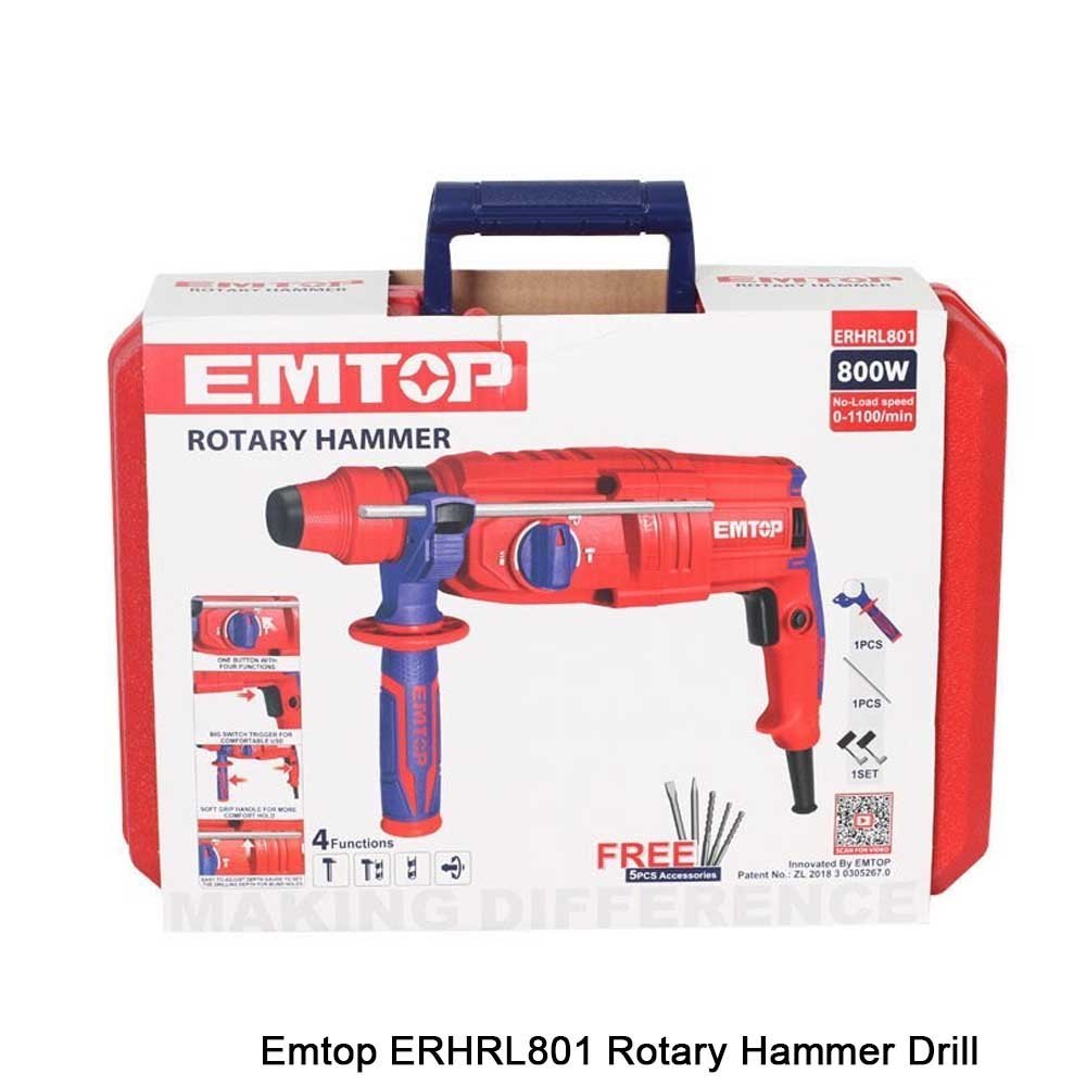 EMTOP 800W Rotary Hammer 26mm ERHRL801