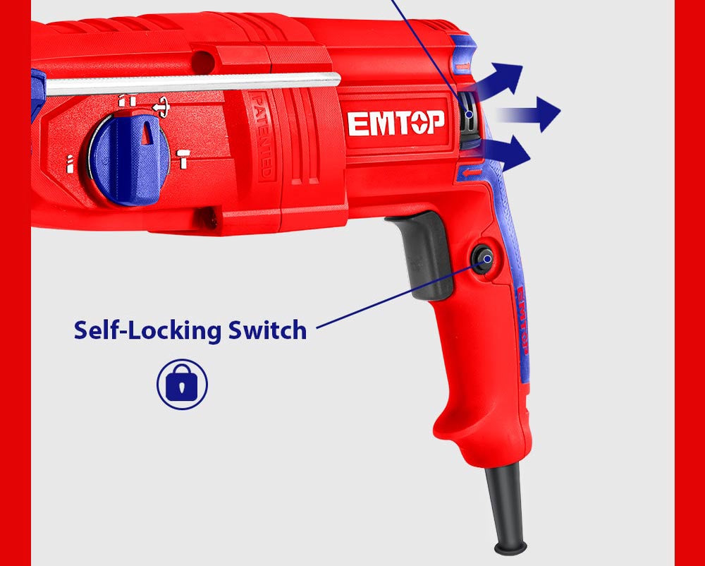 EMTOP 800W Rotary Hammer 26mm ERHRL801