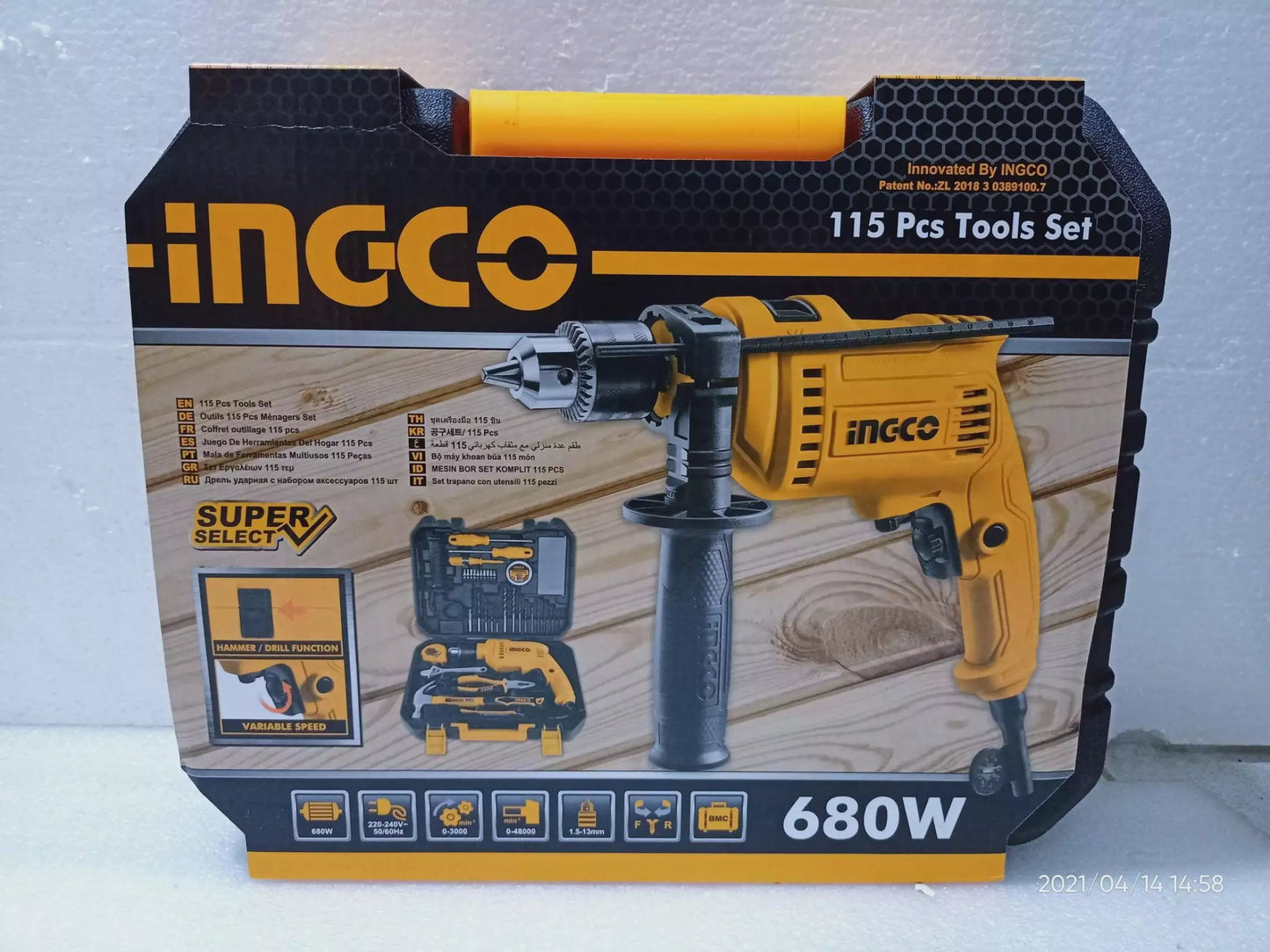 INGCO 115pcs Tools set (With 680w Drill) HKTHP11151