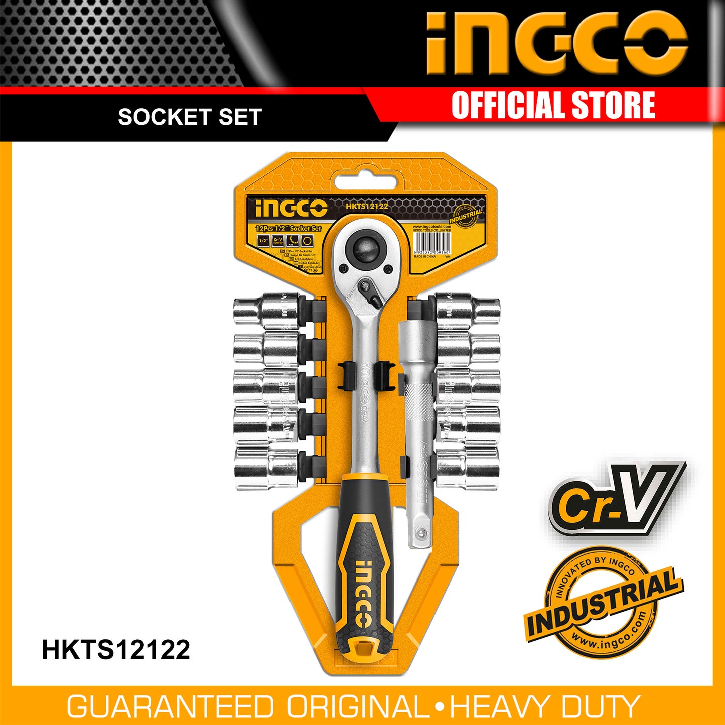INGCO 12pcs Socket set 1/2" (10-24mm) HKTS12122