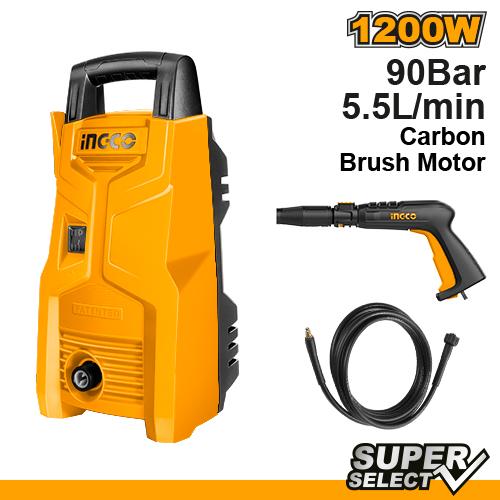 INGCO 1200w High Pressure Washer 90bar(1300psi) HPWR12008