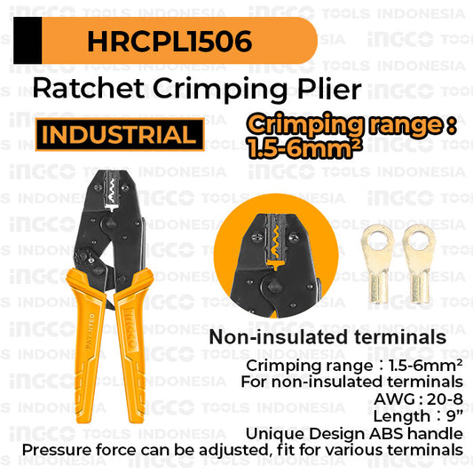 INGCO Ratchet Crimping Plier 1.5-6mm HRCPL1506