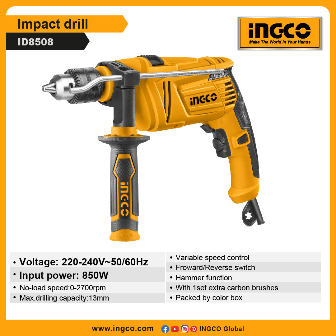 INGCO 850W Impact Drill 13mm ID8508