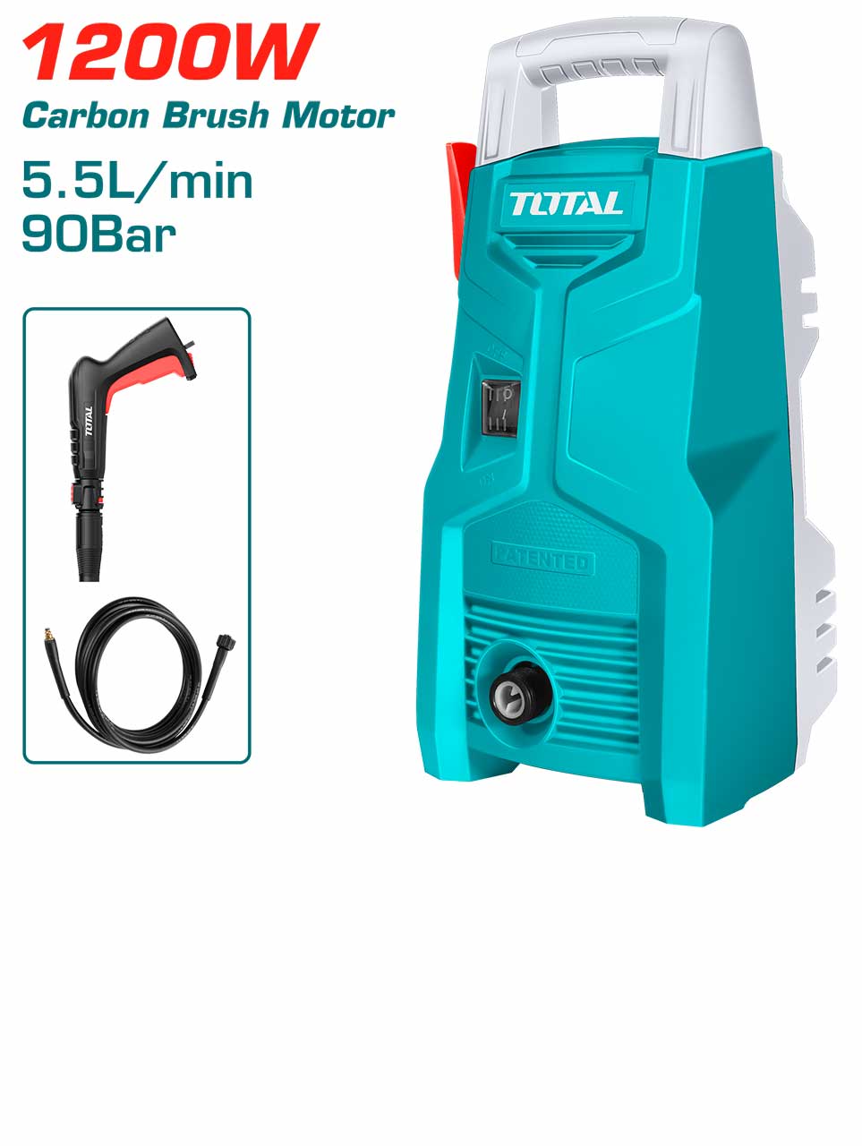 TOTAL 1200w Pressure Washer 90bar(1300psi) TGT113026