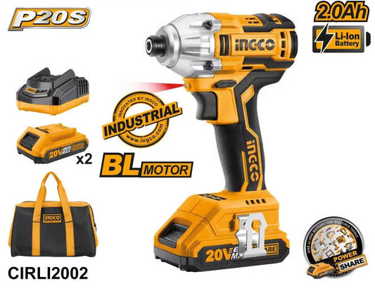 INGCO 20v Impact Driver (WITH 2pcs Batteries & charger) CIRLI2002