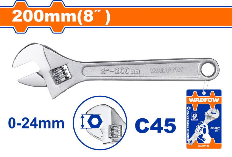 WADFOW 8" Adjustable Wrench WAW1108