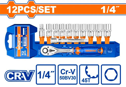 WADFOW 12pcs 1/4" Socket set WST4212