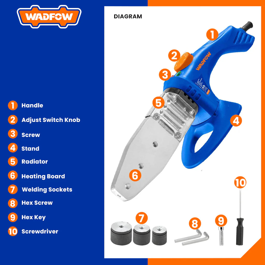 WADFOW 800w Plastic Tube Welding Tools WWM1L15