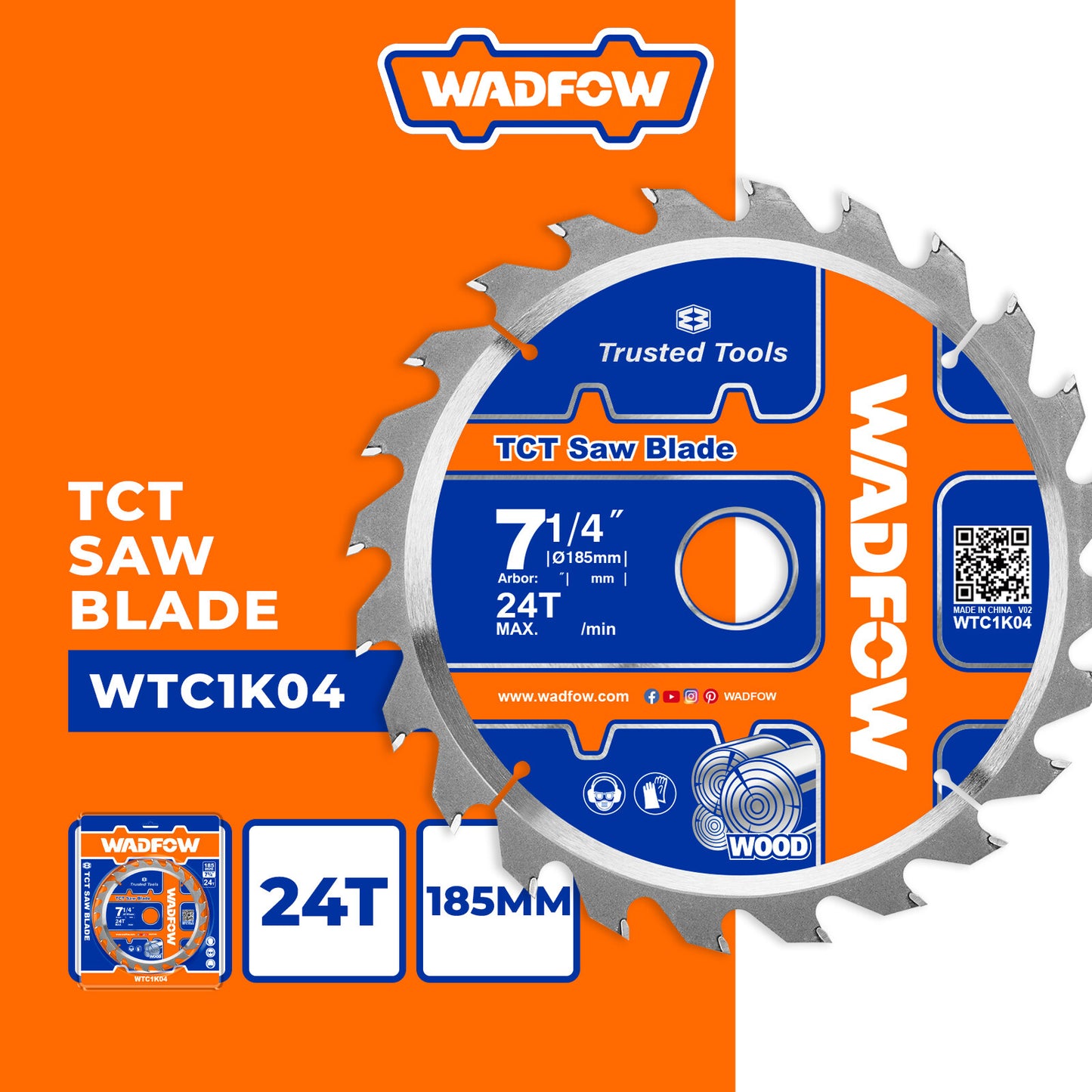 WADFOW 7.25" TCT Saw Blade WTC1K04