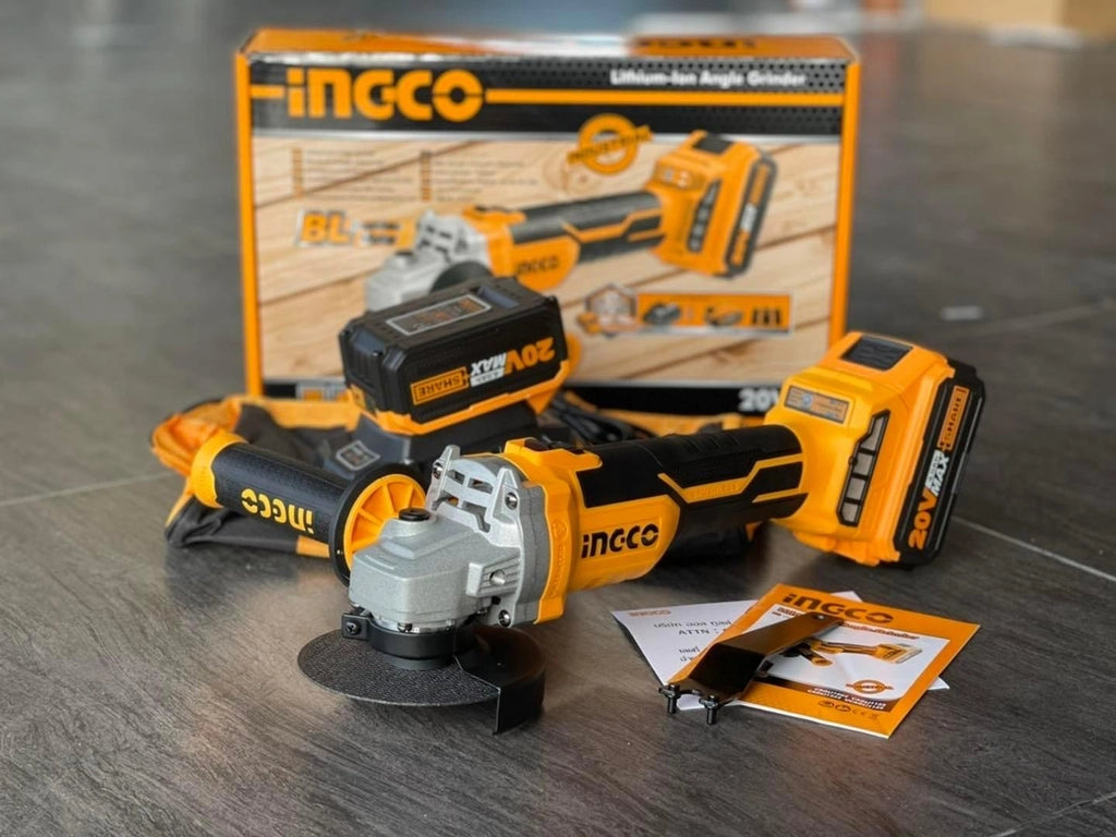 INGCO 20V 4" Cordless Angle Grinder (with 2pc batteries & charger)