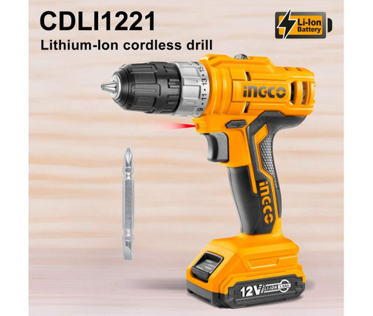 INGCO 12V Cordless Drill (With 1pc battery & charger) CDLI1221