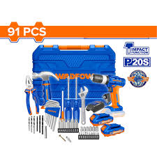 WADFOW 91pcs Tools set (with 20v Impact Drill) WDT1B90