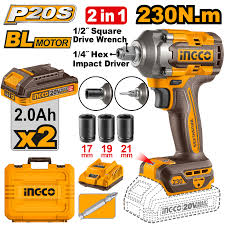 INGCO 20v Cordless Impact driver & wrench (With 2pc batteries & charger) CIWLI20236