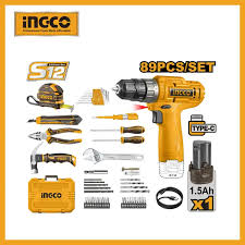 INGCO 89pcs Tools set (With 12v Cordless drill) HKTHP10891