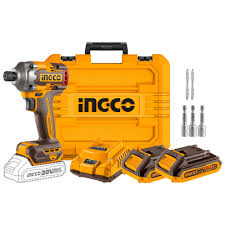 INGCO 20v Cordless Brushless Impact Driver (With 2pcs batteries & charger) CIRLI2028