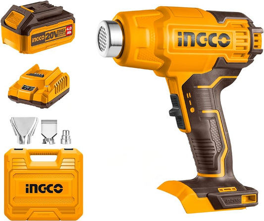 INGCO 20v Cordless Heat Gun (with 2pc 4A batteries and box) HGLI20025