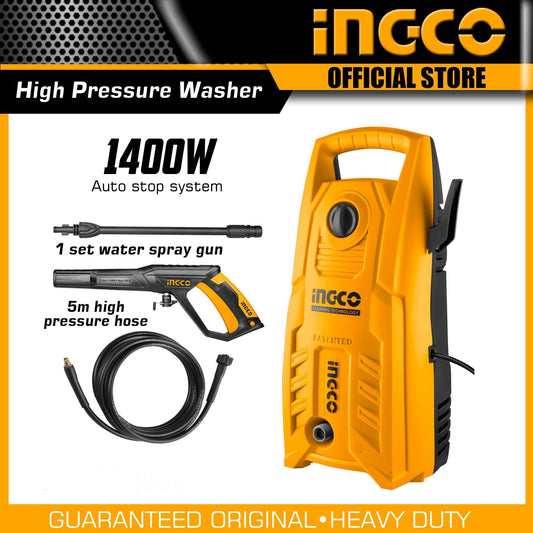 INGCO 1400w Pressure Washer 130bar(1900psi) HPWR14008