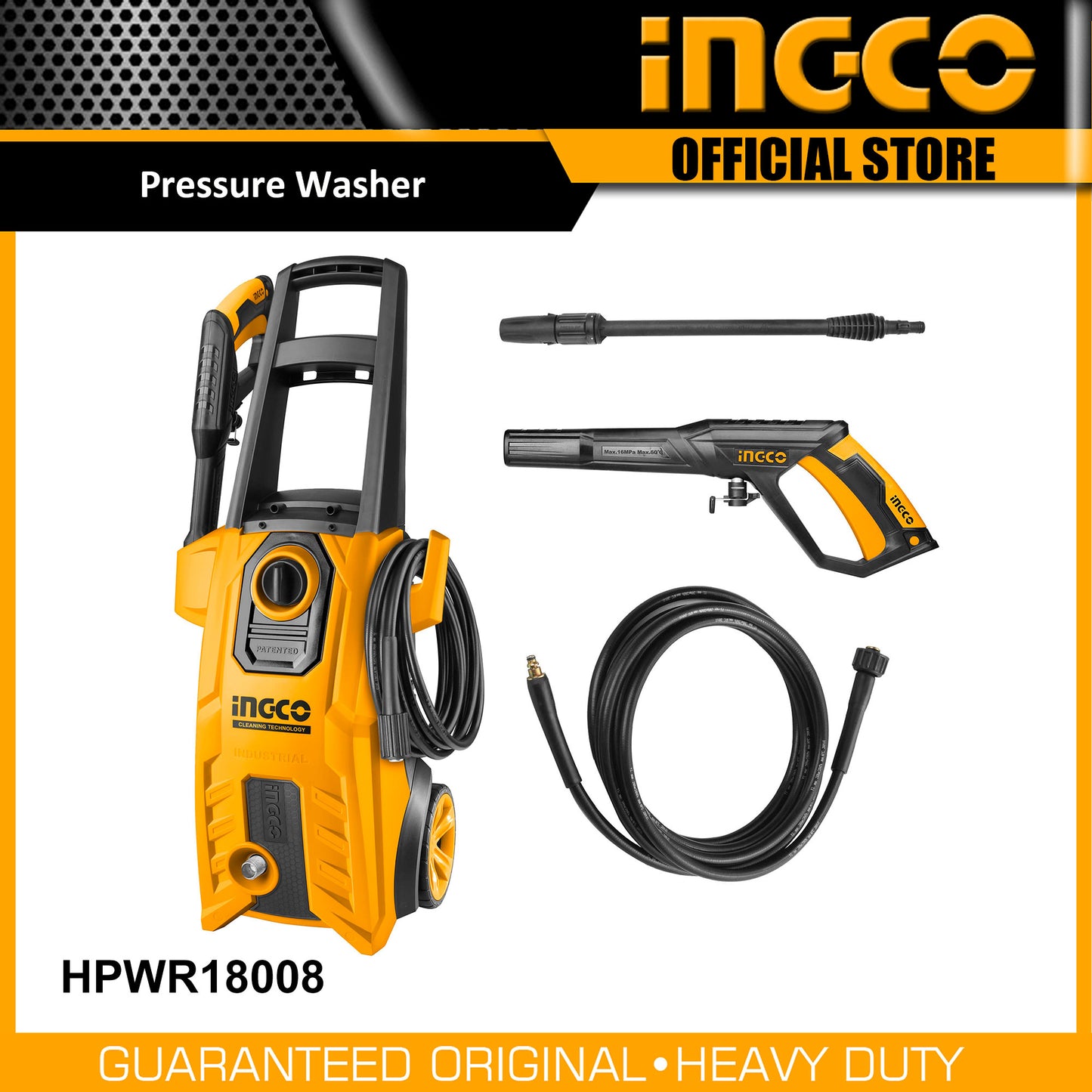 INGCO 1800w Pressure Washer 150bar(2200psi)