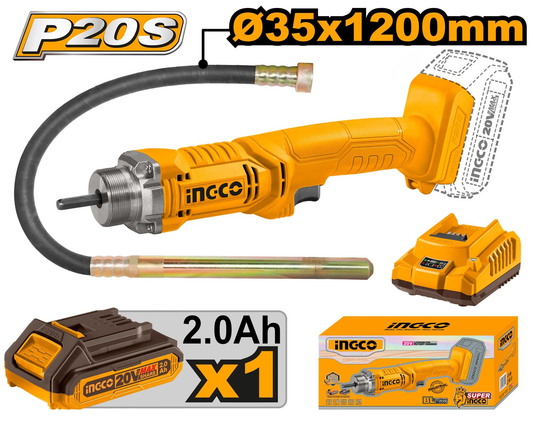 INGCO 20v Cordless Concrete Vibrator ( WITH Battery & Charger) CCVLI2023011