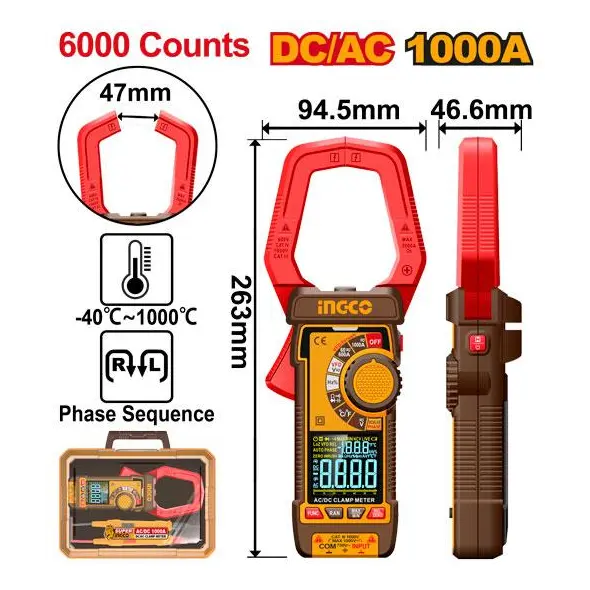 INGCO AC/DC Clamp Meter 1000A DCM610002