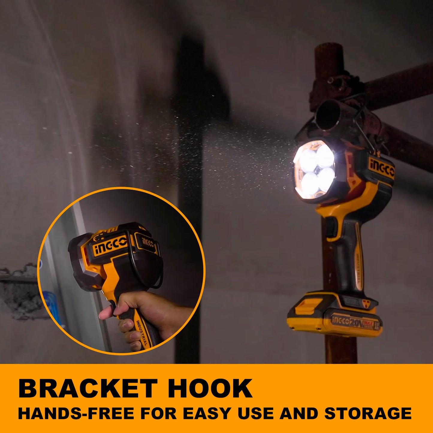 INGCO 20v Cordless Work Lamp (WITH Battery & Charger) CWLI20881